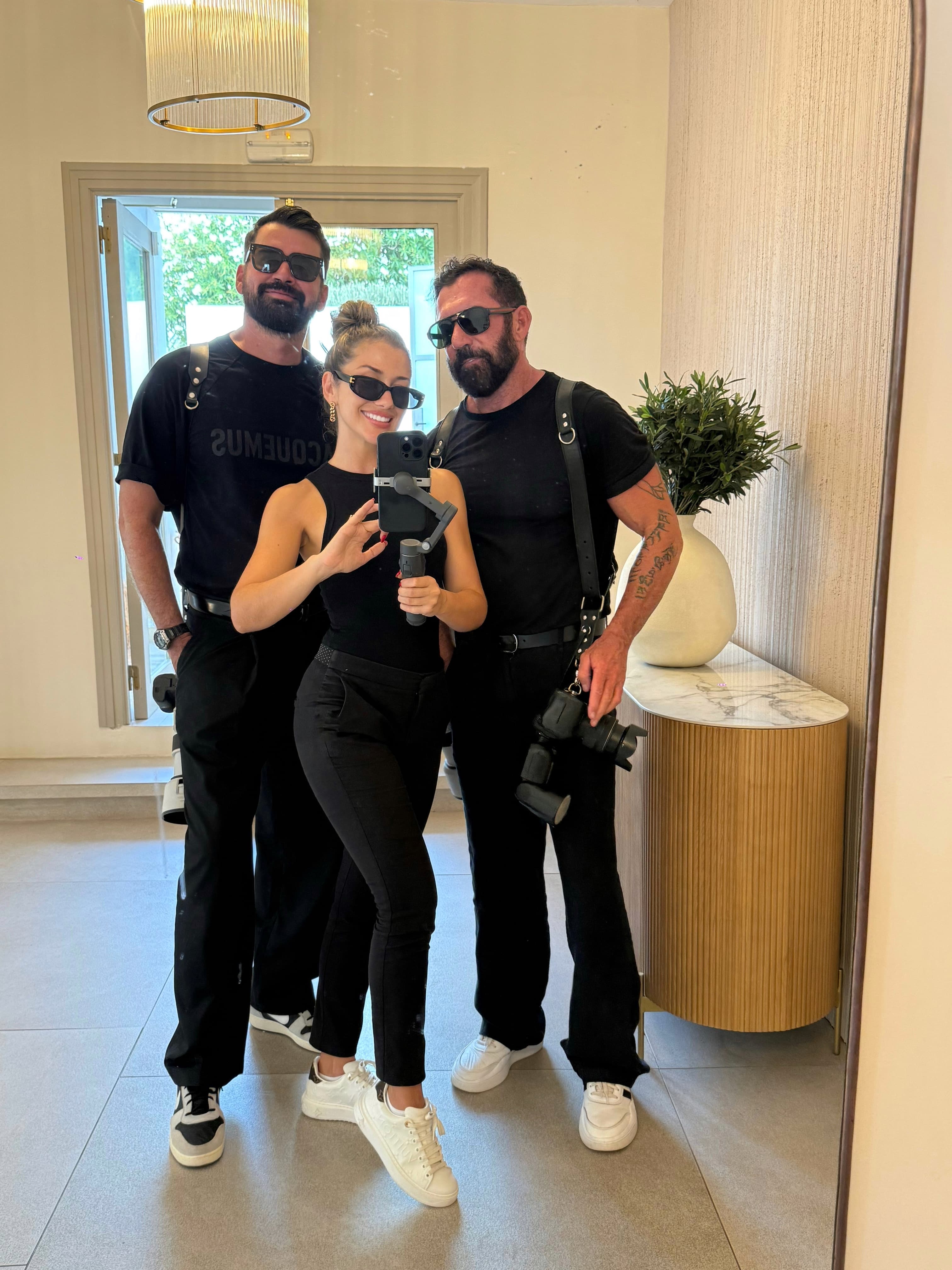 Sergio, Mauricio and Anita from The In Love Photographers team at a wedding in Ibiza